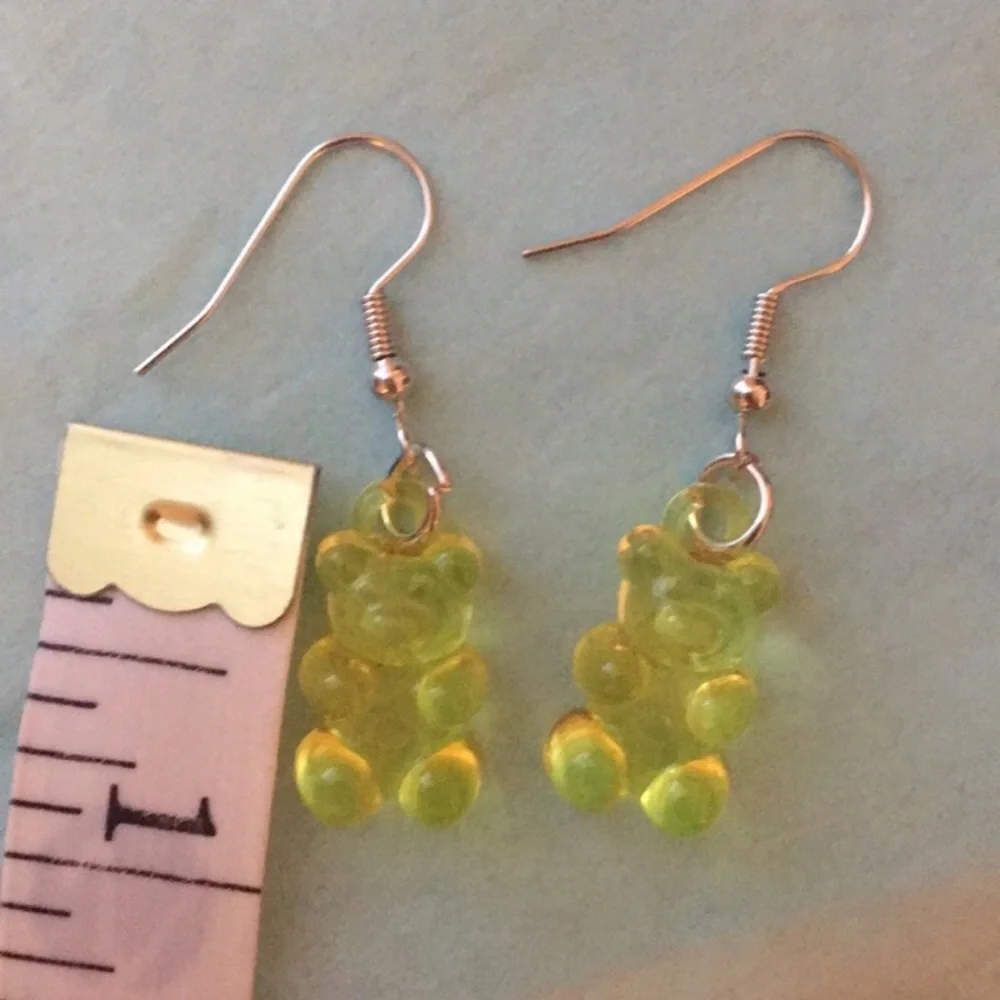 Adorable Pastel Yellow Gummy Bear Dangle Earrings